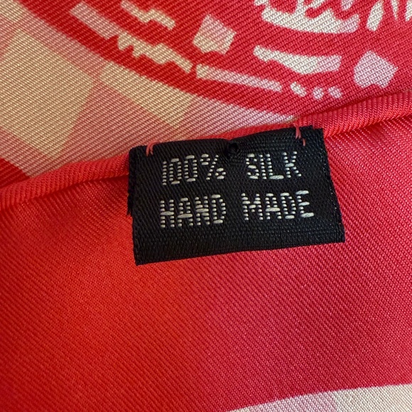 Equestrian Silk Scarf – Pink & White Check with Horse & Tack Design - Picture 10 of 10